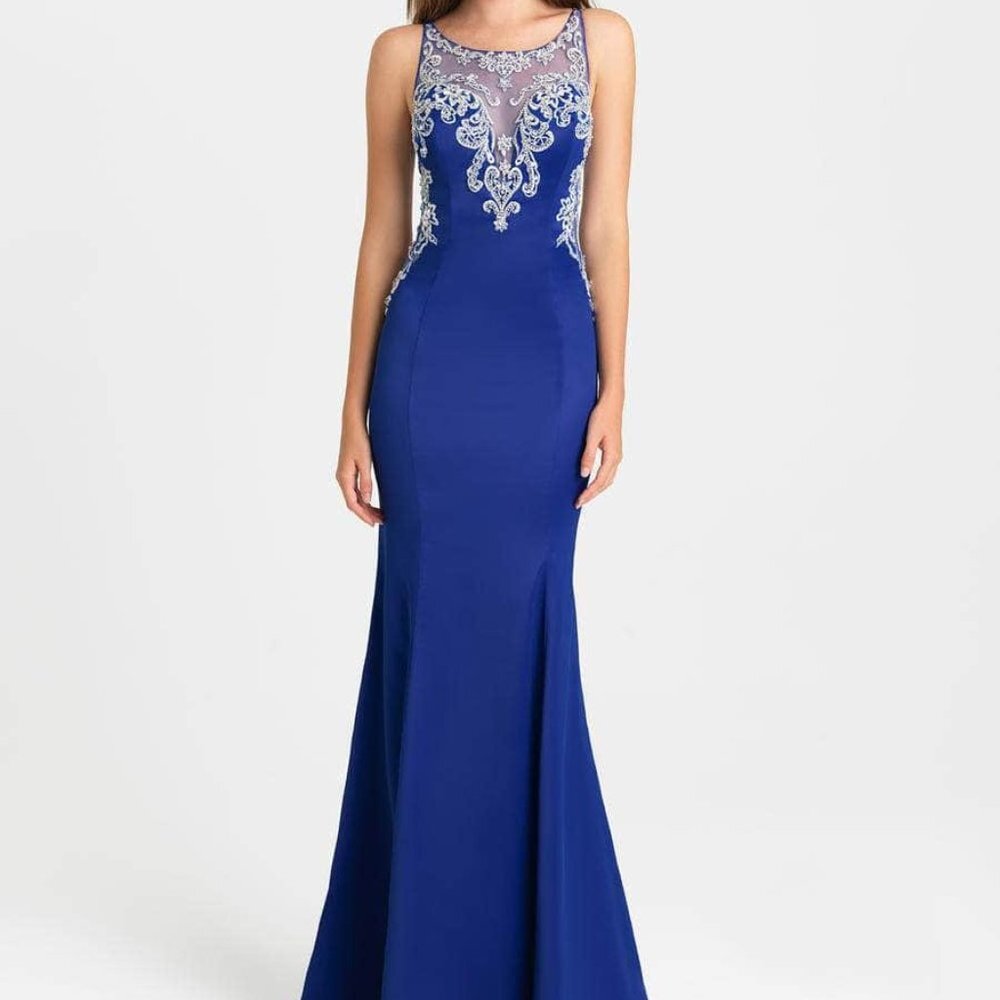 Nwt Madison James 16-428 Embroidery Prom Dress Royal Blue Size 6